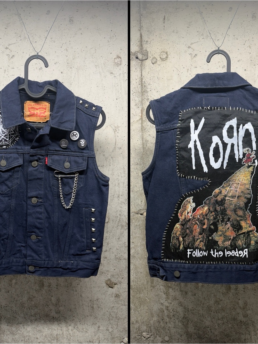 Heavy metal Korn Slipknot custom studded vest